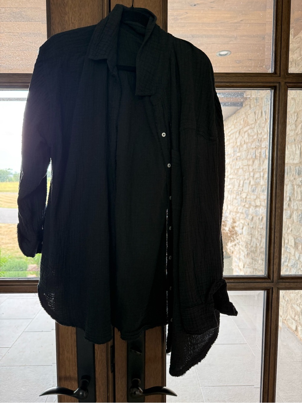 AERIE Black Lightweight Women's Button-Down